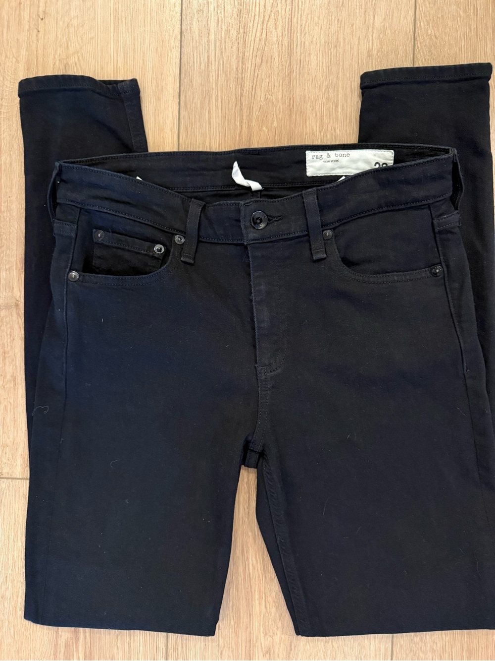 NWOT Rag & Bone Cate Mid Rise Skinny Jeans Black Size 28 Stretch Denim